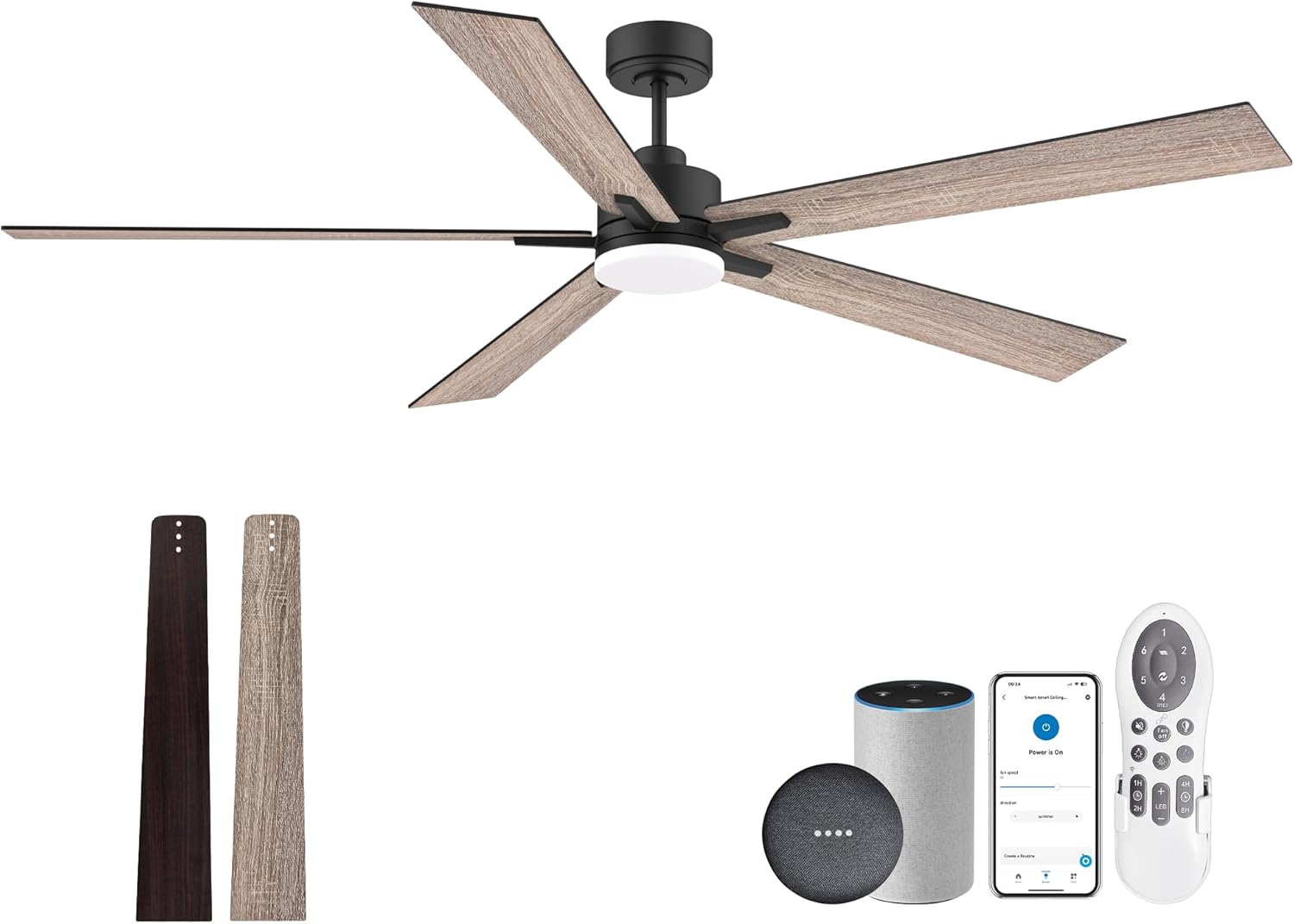 72\” Smart Ceiling Fan Brown Black Walnut review