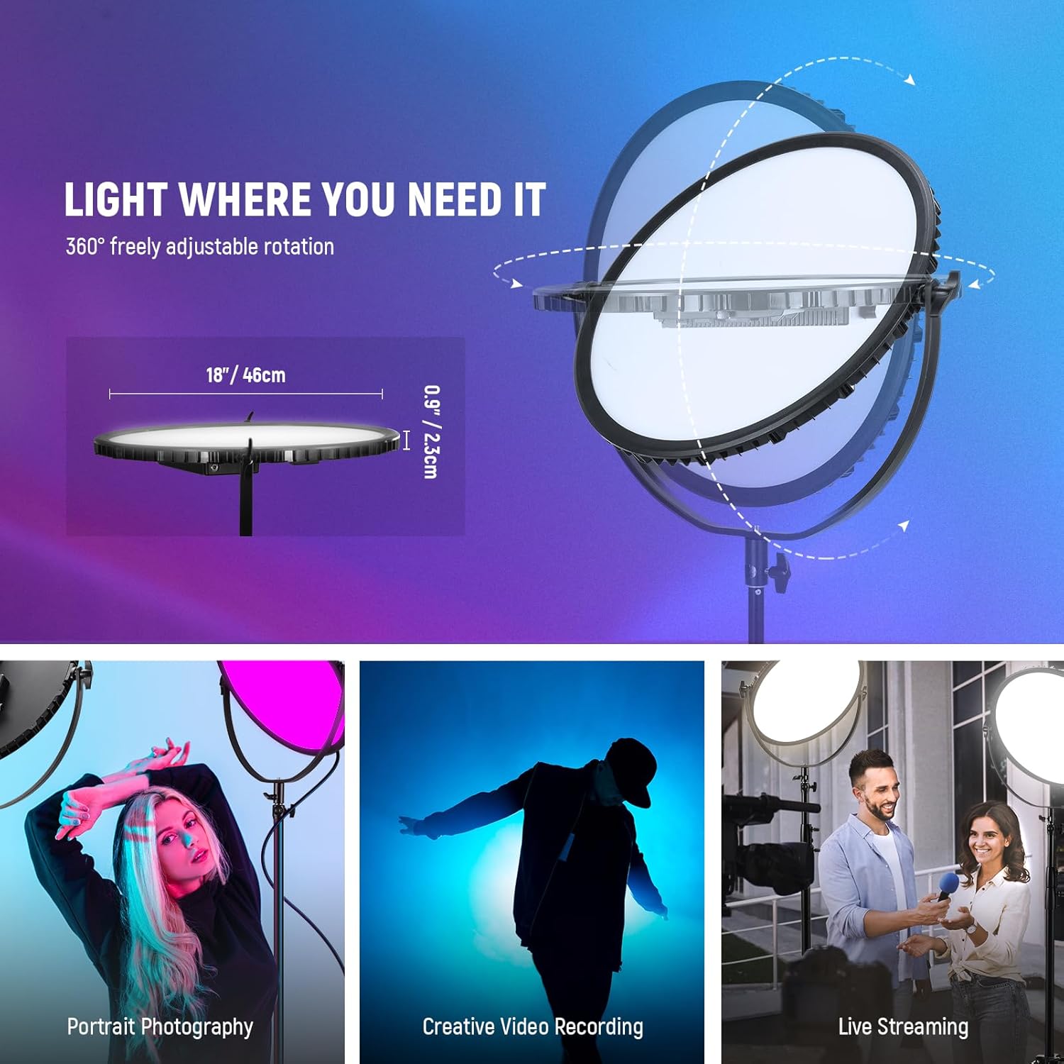 NEEWER GR18C 18\” RGB LED Round Panel review